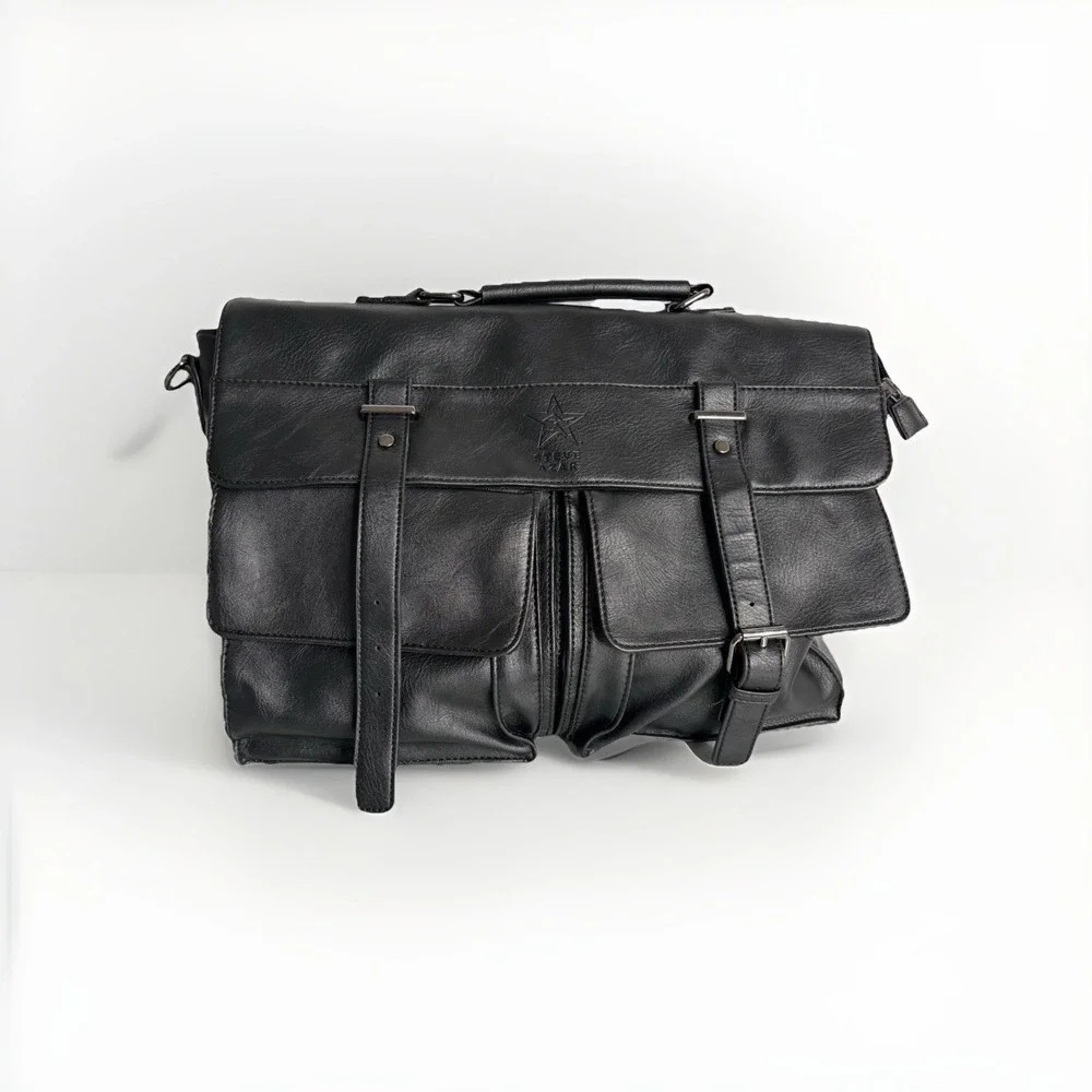 Steve Azar Musicians Black Leather Briefcase/Laptop Carry-On Bag